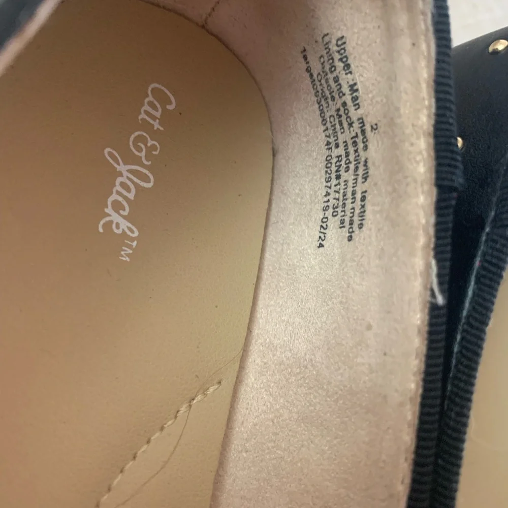 Lot of 2 Cat & Jack Black Girls' Flats Set with Studded Mary Jane & Bow Ballet